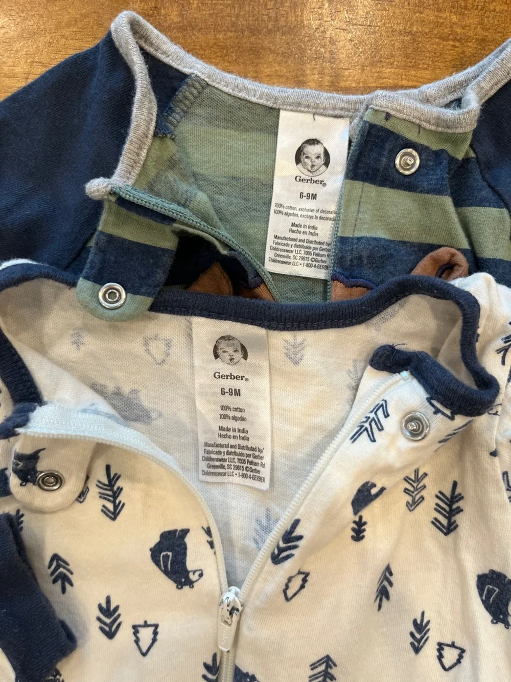 2 Gerber Footie Pajamas 6-9 Months